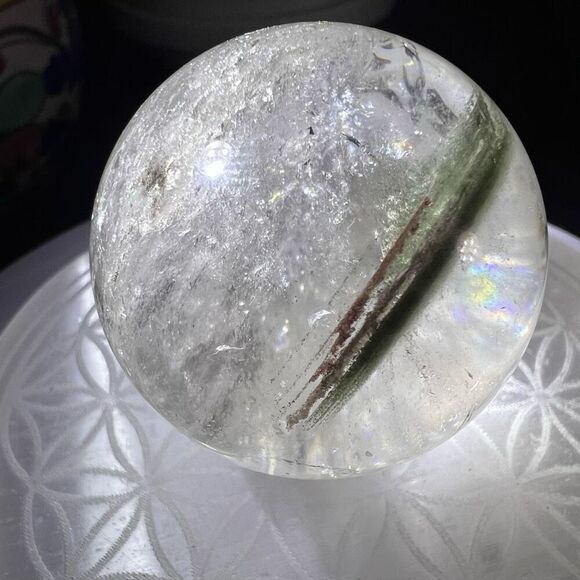 Garden Quartz Sphere with Rainbow Flash - Picture 4 of 14